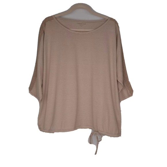 Coldwater Creek Tops - Coldwater Creek Women's Petite size M Fresca Striped 3/4 Sleeve Top Tan $70 NEW